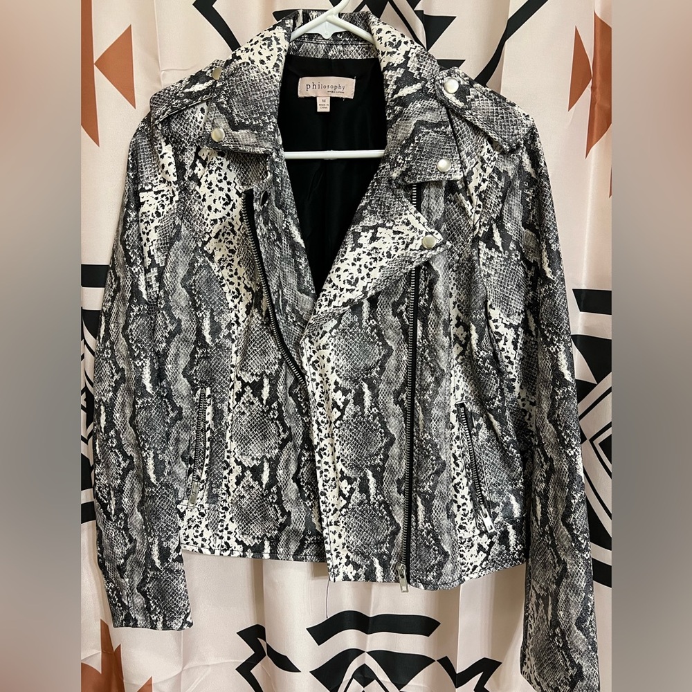 Philosophy Faux Leather Jacket Women Medium Snake print